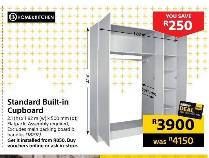 Standard builtin cupboard offer at Builders Warehouse