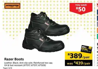 Builders Warehouse Razer boots offer