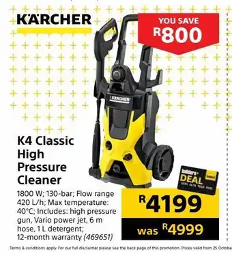 Builders Warehouse K4 classic high pressure cleaners offer