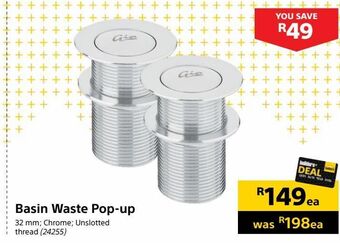 Builders Warehouse Basin waste pop-up offer