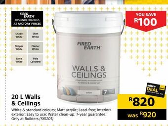 Builders Warehouse 20l walls & ceilings offer