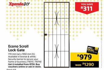 Builders Warehouse Econo scroll lock gate offer