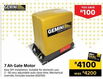 Builders Warehouse 7 ah gate motor offer