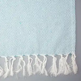Whitehouse Poly diamond cotton throw - turquoise offer