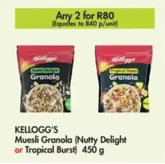 Kelogg's Muesli Granola (Nutty Delight or Tropical Burst) 2 x 450g