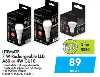 Makro Litemate 7W Rechargeable LED A60 or 4W GU10 offer