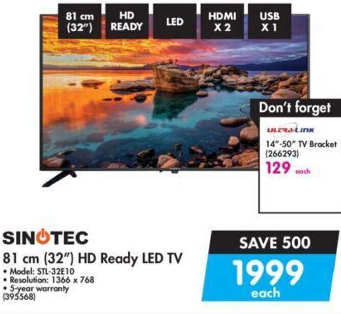 Sinotec 81cm (32") HD Ready LED TV offer at Makro