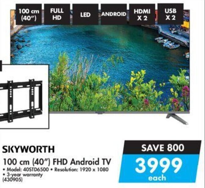 Skyworth 100cm (40") FHD Android TV offer at Makro