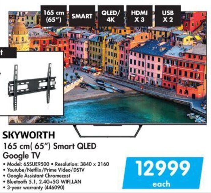 Skyworth 165cm (65") Smart QLED Google TV offer at Makro