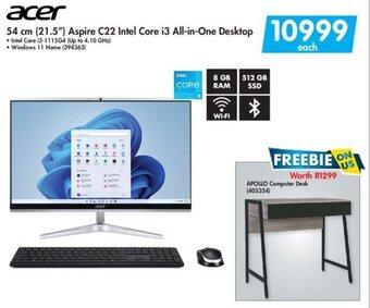 Makro Acer 54cm (21.5") Aspire C22 Intel Core i3 All-in-One Desktop offer