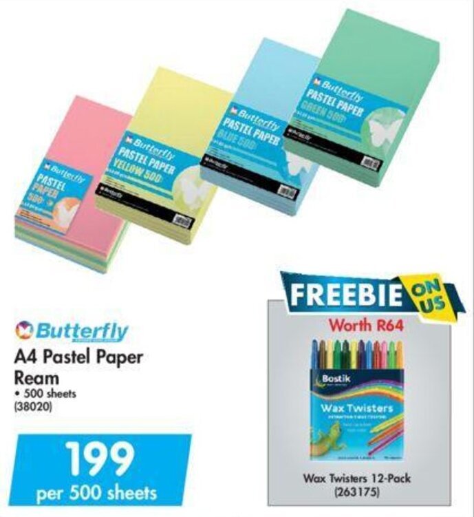 Butterfly A4 Pastel Paper Ream 500 sheets offer at Makro