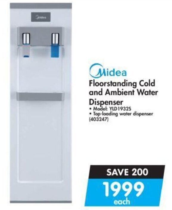 Midea Floorstanding Cold and Ambient Water Dispenser offer at Makro
