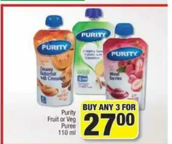Spar Purity Fruit or Veg Puree 110ml offer