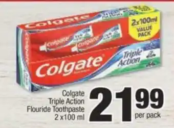 Spar Colgate Triple Action Fluoride Toothpaste 2 x 100ml offer