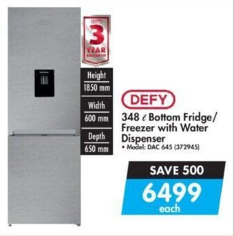 Makro Defy 348L Bottom Fridge / Freezer with Water Dispenser offer