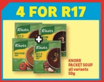 Usave Knorr Packet Soup all variants 4 x 50g offer