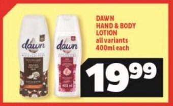 Usave Dawn Hand & Body Lotion all variants 400ml offer