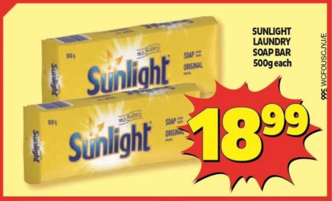 Sunlight Laundry Soap Bar 500g offer at Usave