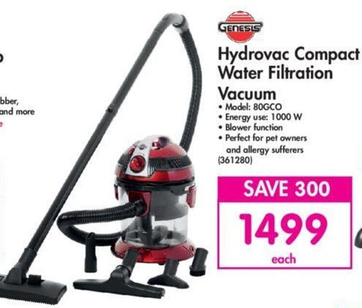 Genesis Hydrovac Compact Water Filtration Vacuum offer at Makro
