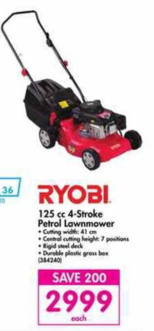 Makro Ryobi 125cc 4-Stroke Petrol Lawnmower offer