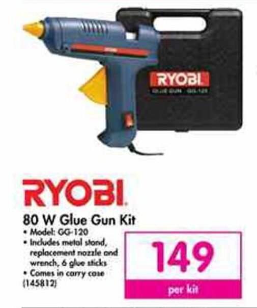 Ryobi 80W Glue Gun Kit offer at Makro