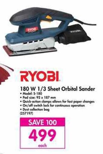 Makro Ryobi 180W 1/3 Sheet Orbital Sander offer