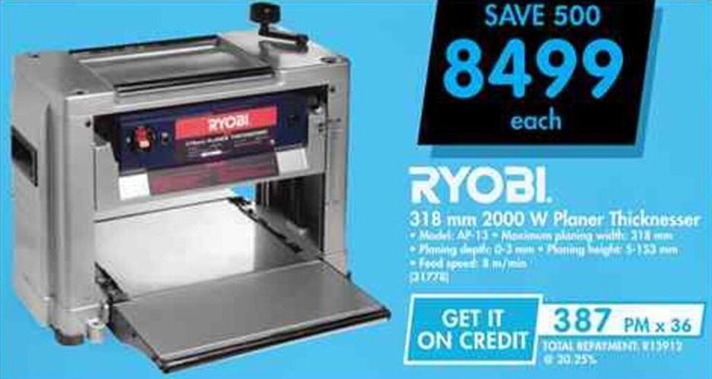 Ryobi 318mm 2000W Planer Thicknesser offer at Makro