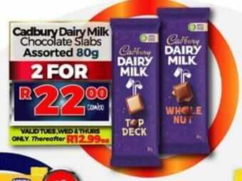 Take 'n Pay Cadbury Dairy Milk Chocolate Slabs Assorted 80g offer