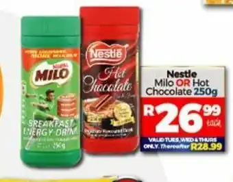 Nestle Milo or Hot Chocolate 250g