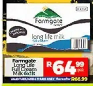 Farmgate Long Life Full Cream Milk 6x1lt