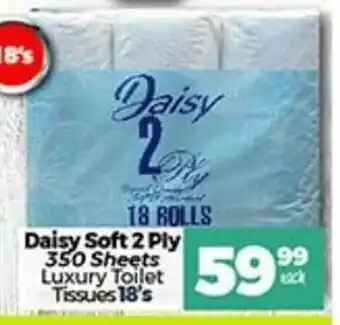 Daisy Soft 2 Ply 350 Sheets Luxury Toilet Tissues 18's