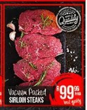 Take 'n Pay Vacuum Packed Sirloin Steaks offer