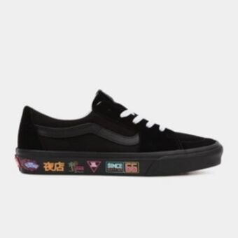 Sportscene Vans junior neon market sk8-low black sneaker offer