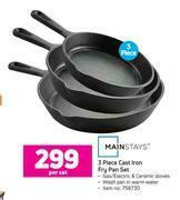 Game Mainstays 3 Piece Cast Iron Fry Pan Set-Per Set offer