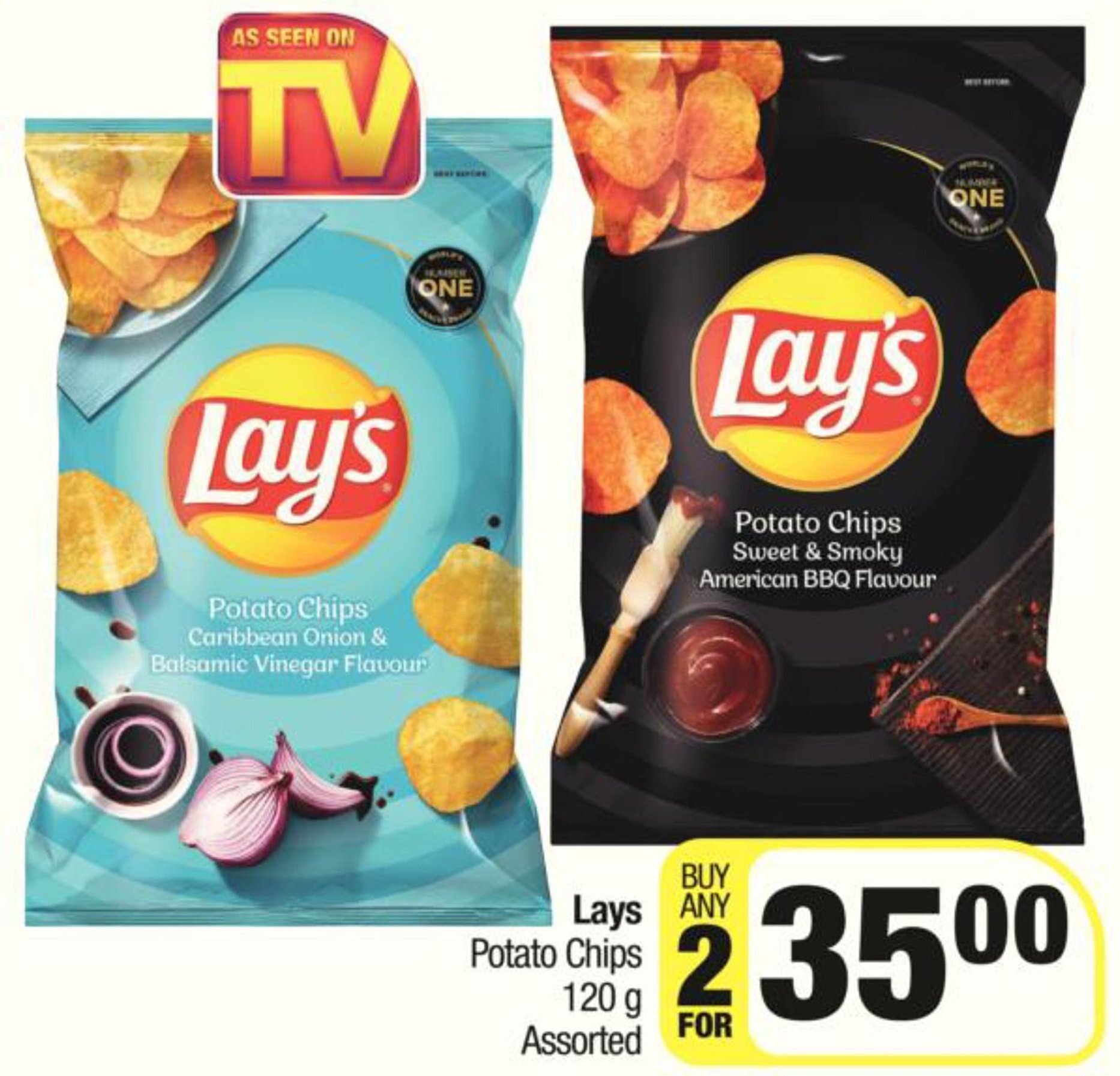 Lays Potato Chips 2x120g offer at Spar