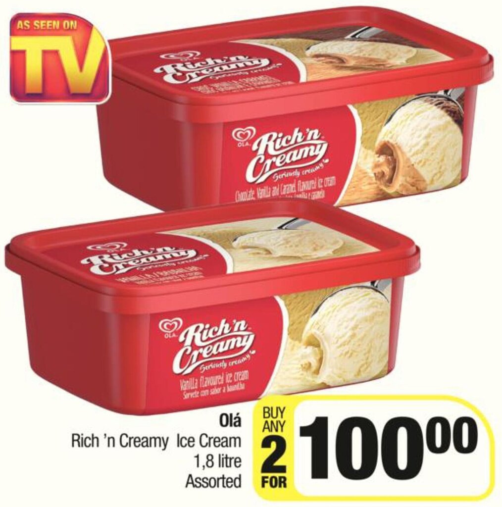 Olá Rich N Creamy Ice Cream 2x1 8l Offer At Spar