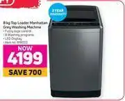 Game Defy 8kg top loader manhattan grey washing machine offer