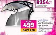 Awning warehouse 1.2m multiwall awning clear or bronze-each