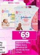 Game Johnson's baby wipes extra sensitive or gentle all over 4 pack-each offer