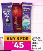 Game Cadbury chocolate slabs assorted-for 3 x 80g offer