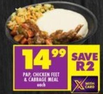 Shoprite Pap, Chicken Feet & Cabbage Meal offer