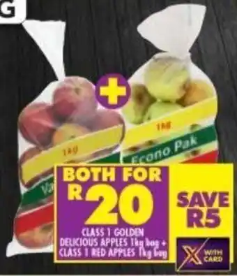 Class 1 Golden Delicous Apples 1kg + Class 1 Red Apples 1kg