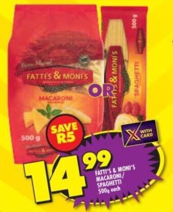 Shoprite Fatti's & Moni's Macaroni / Spaghetti 500g offer