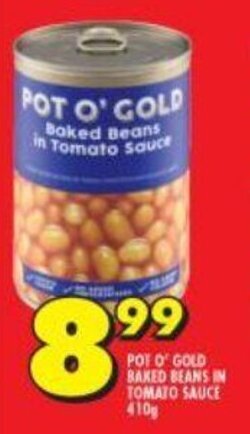 Shoprite Pot O' Gold Bake Beans in Tomato Sauce 410g offer