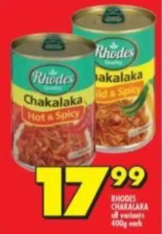 Shoprite Rhodes Chakalaka all variants 400g offer