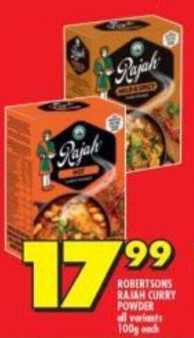 Shoprite Robertsons Rajah Curry Powder all variants 100g offer