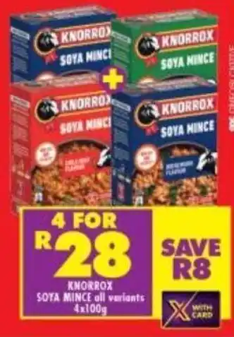 Shoprite Knorrox Soya Mince all variants 4 x 100g offer