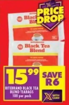 Shoprite Ritebrand Black Tea Blend Teabags 100 per pack offer
