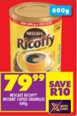 Shoprite Nescafé Ricoffy Instant Coffee Granules 600g offer