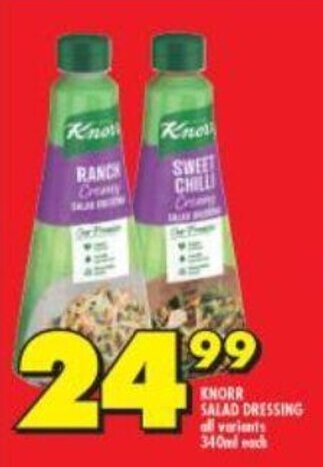 Shoprite Knorr Salad Dressing all variants 340ml offer